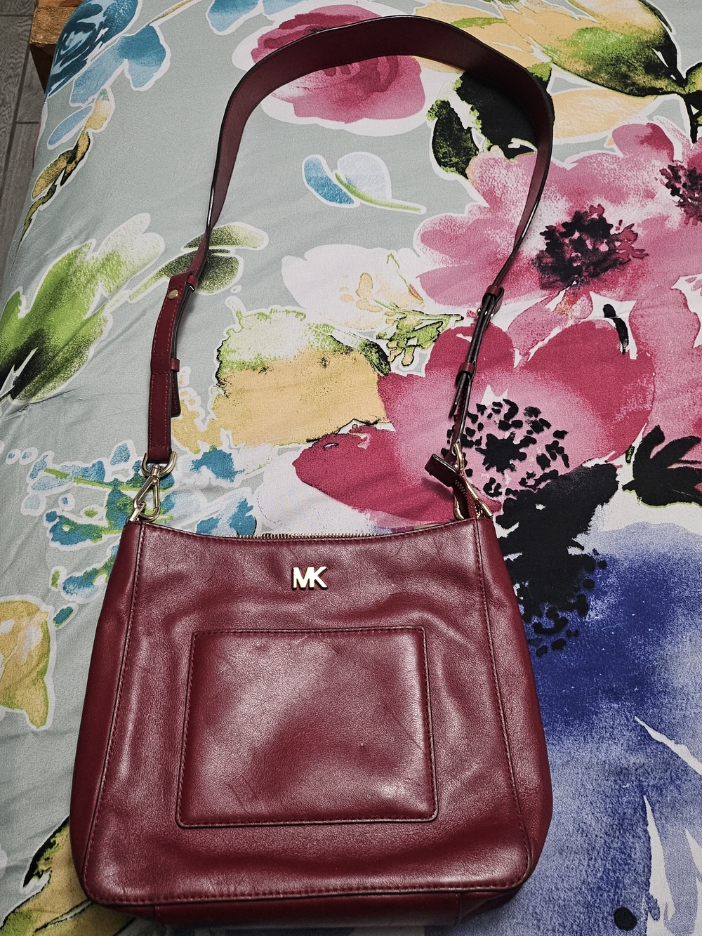 Michael Kors Burgundy Leather Shoulder Bag